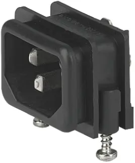 Conector IEC C14 macho Schurter, Ángulo de 90° , Montaje en Panel, 250 V, 10A, con interruptor | GSF1.0002.31