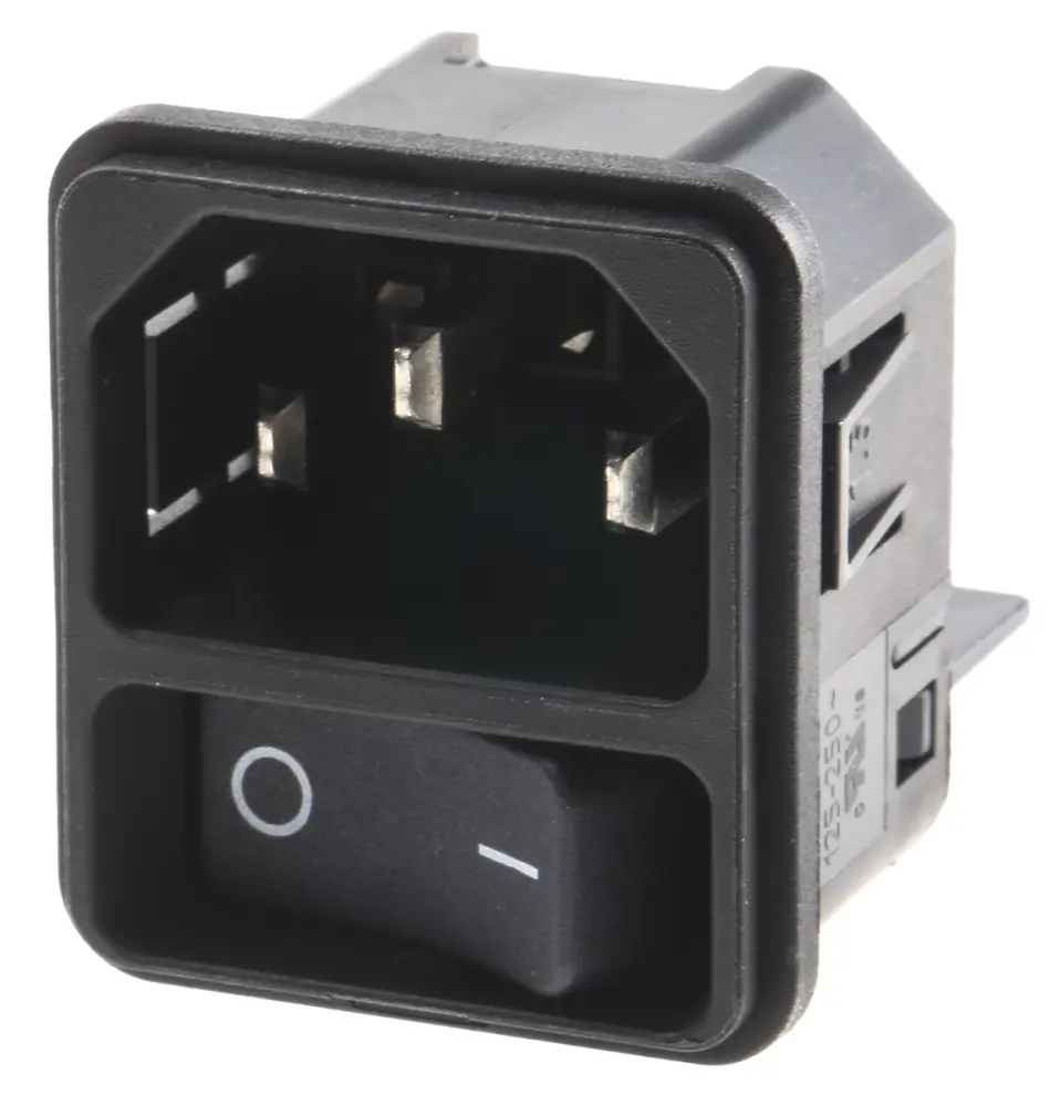 Conector IEC C14 macho Schurter, Recto, Encaje Presión, 250 V, 10A | DC11.0001.201