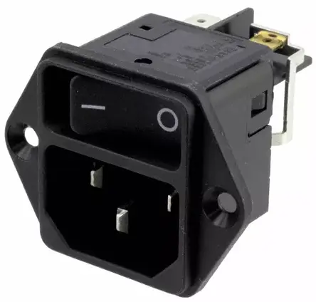 Conector IEC C14 macho Schurter, Recto, Montaje en Panel, 250 V, 12A | DC11.0001.003