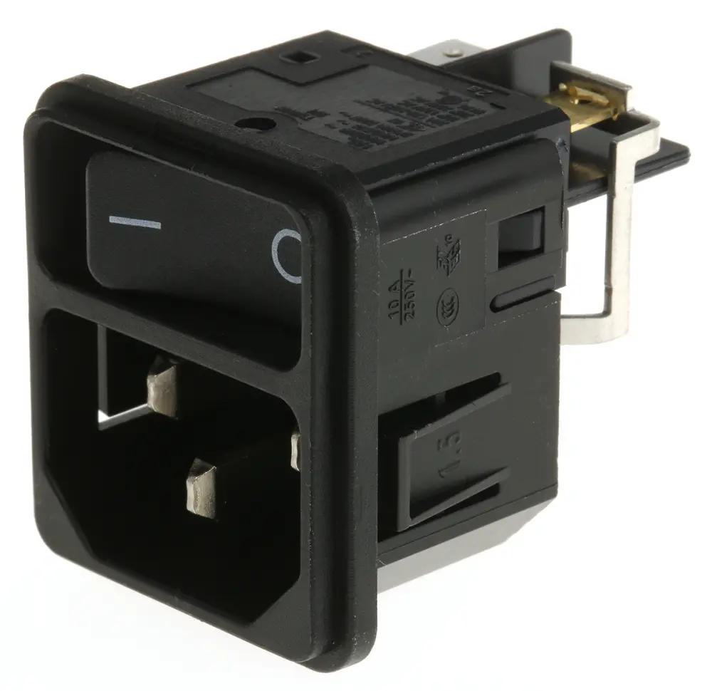 Conector IEC C14 macho Schurter, Recto, Encaje Presión, 250 V, 12A | DC11.0001.203