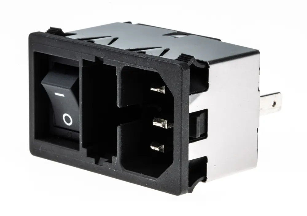 Conector IEC C14 macho Schurter, Recto, Encaje Presión, 250 V, 10A | KM01.1105.11