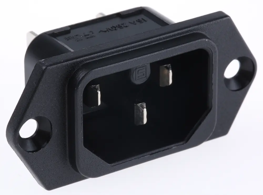 Conector IEC C16 macho Schurter, Recto, Montaje en Panel, 250 V, 15A | 6110.33