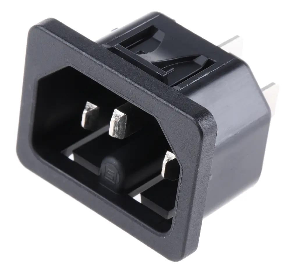 Conector IEC C16 macho Schurter, Recto, Montaje en Panel, 250 V, 15A | 6110.4315