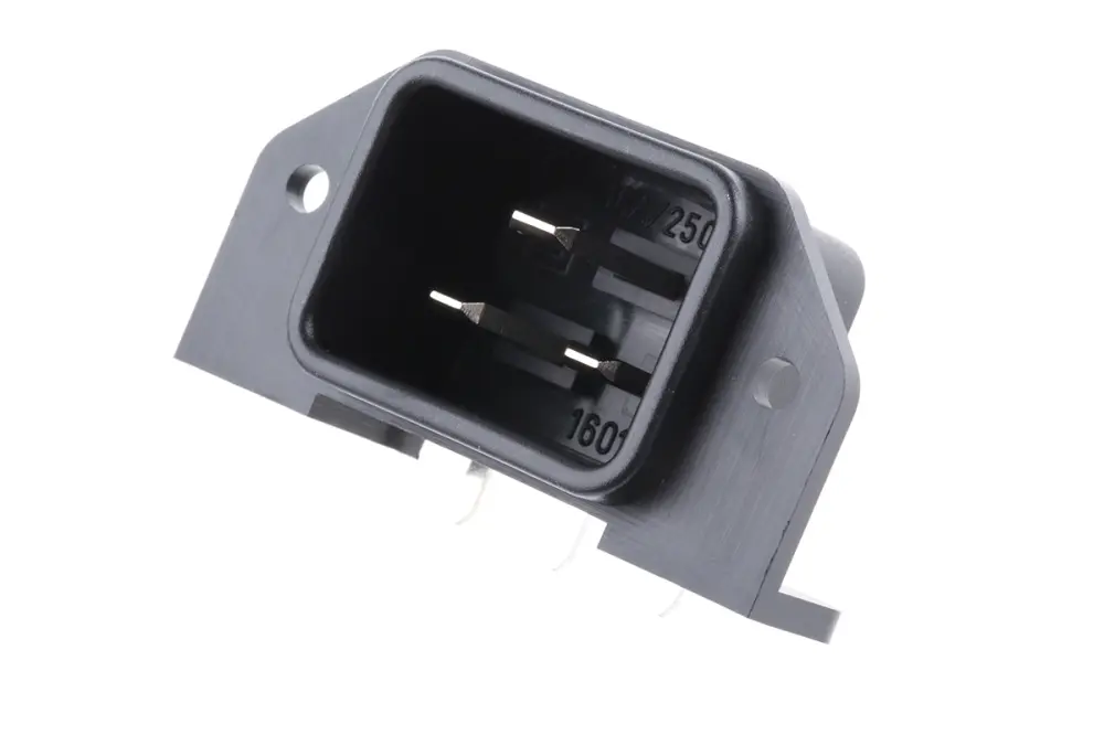 Conector IEC C20 macho Schurter, Recto, Montaje en Panel, 250 V, 16A, con interruptor | 6163.0018