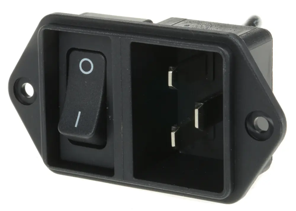 Conector IEC C20 macho Schurter, Recto, Montaje en Panel, 250 V, 16/20A | EC11.0001.001