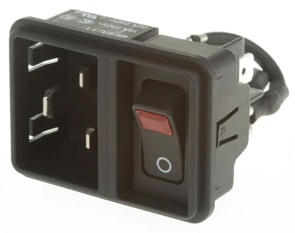 Conector IEC C20 macho Schurter, Recto, Encaje Presión, 250 V, 16/20A | EC11.0021.201