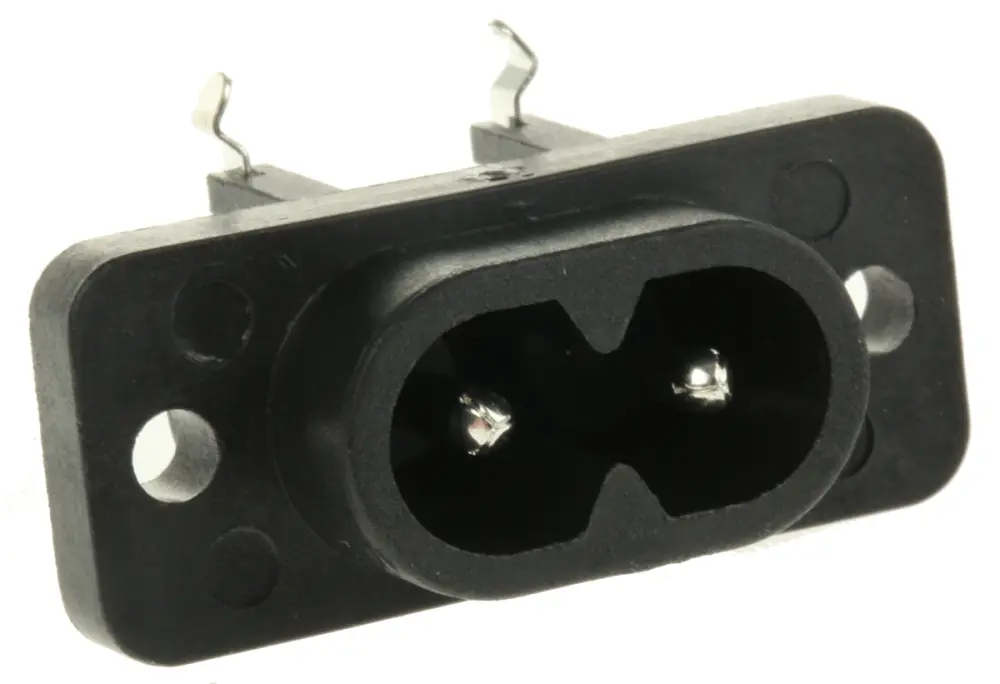 Conector IEC C8 macho Schurter, Recto, Montaje en Panel, 250 V, 2.5A | 4300.0097