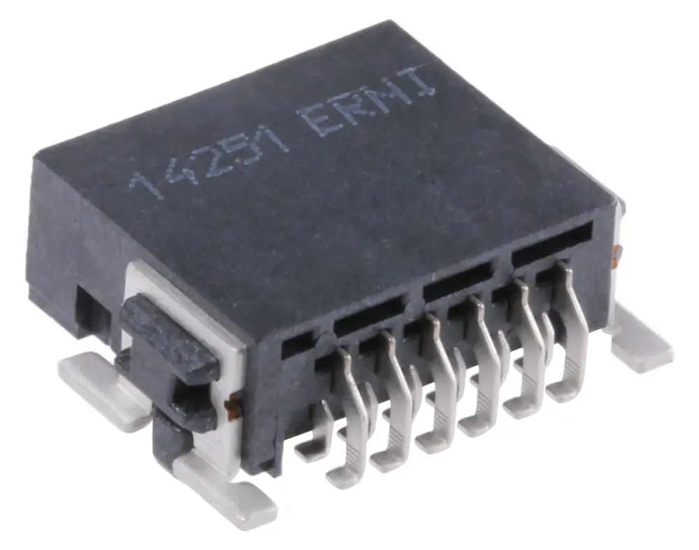 Conector macho para PCB Ángulo de 90° ERNI serie SMC de 12 vías, 2 filas, paso 1.27mm, para soldar, Montaje Superficial...