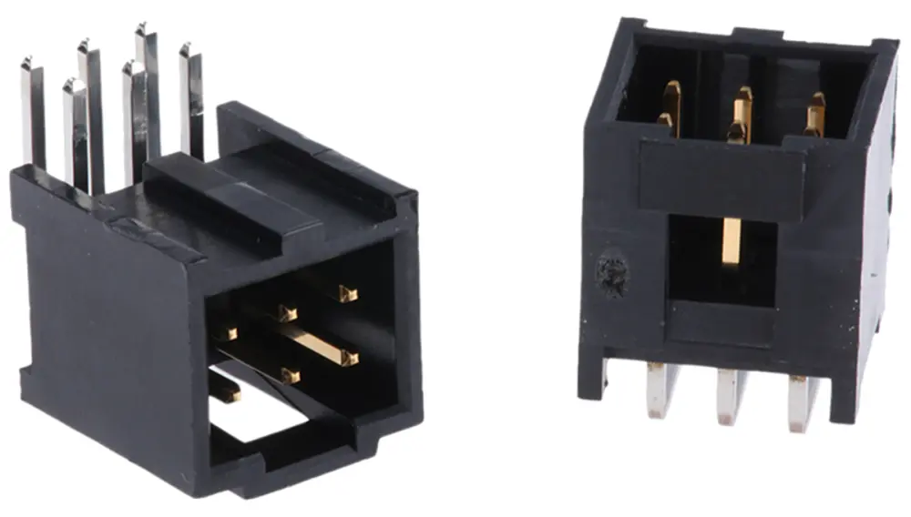 Conector macho para PCB Ángulo de 90° Molex serie C-Grid III de 6 vías, 2 filas, paso 2.54mm, para soldar, Montaje en |...