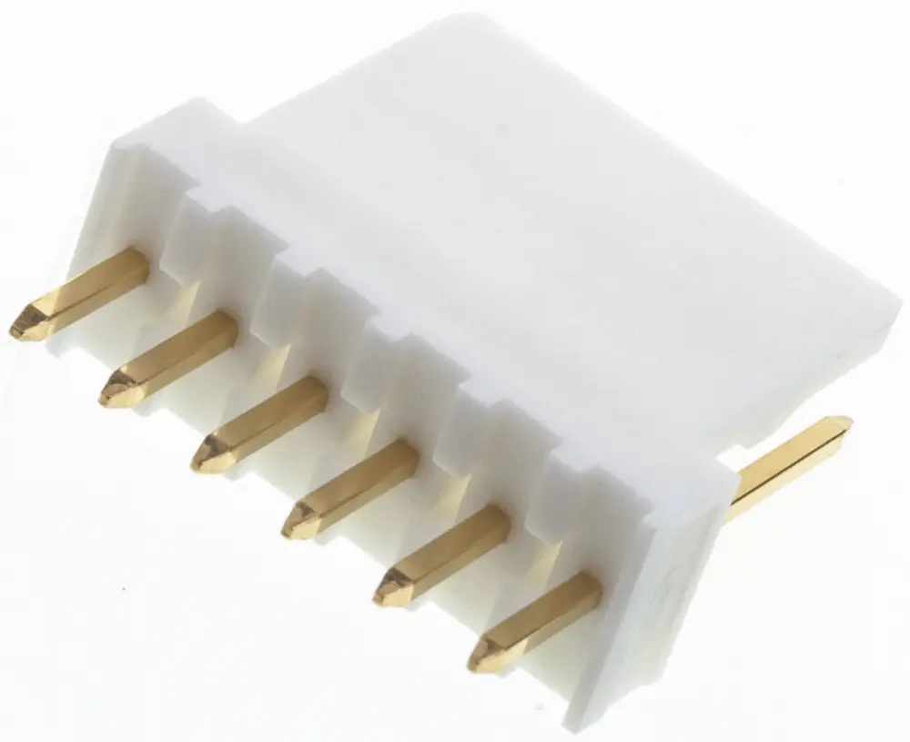 Regleta de pines Molex serie KK 254 de 6 vías, 1 fila, paso 2.54mm, para soldar, Montaje en orificio pasante | 22-29-2061