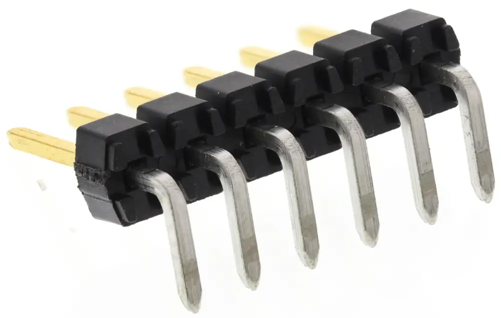 Regleta de pines Ángulo de 90° Molex serie C-Grid III de 6 vías, 1 fila, paso 2.54mm, para soldar, Montaje en orificio ...