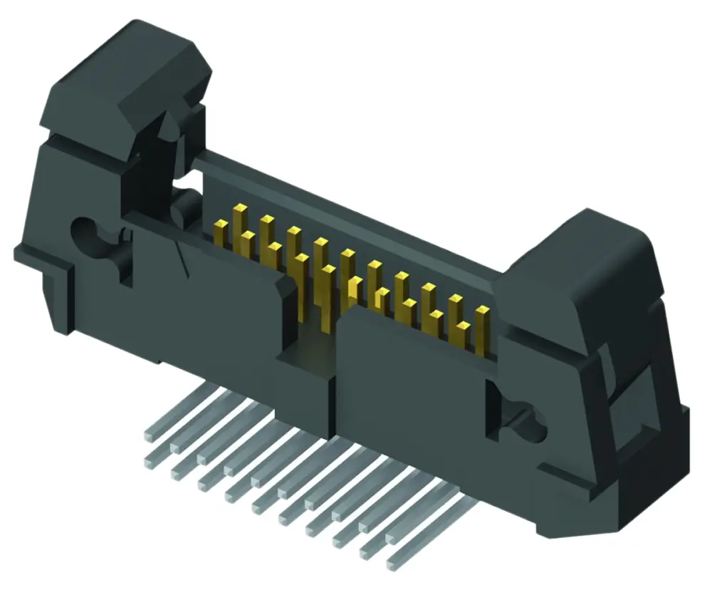 Conector macho para PCB Ángulo de 90° Samtec serie EHF de 20 vías, 2 filas, paso 1.27mm, para soldar, Orificio Pasante ...
