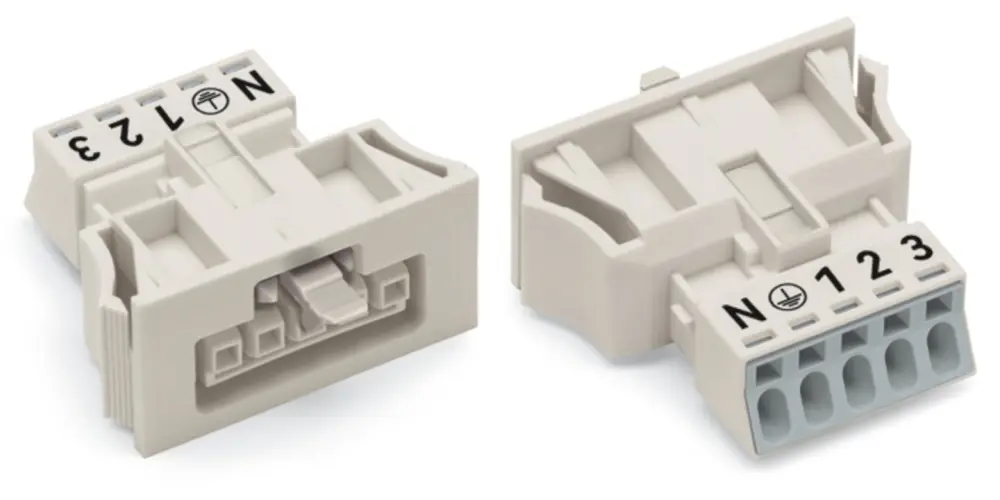 Conector de iluminación Hembra 890, 5 Polos, Encaje Presión, 13A, IP40 | 890-725 WAGO