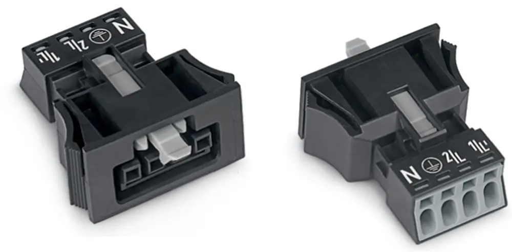 Conector de iluminación Hembra 890, 4 Polos, Encaje Presión, 16A, IP40 | 890-704 WAGO