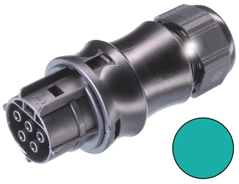 Conector de iluminación Hembra RST20i5, 5 Polos, Montaje de Cable, 250 V, 20A, IP66, IP68, IP69 | 96.051.4053.6 Wieland