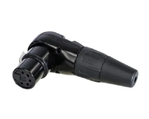 Conector XLR Hembra Ángulo de 90° de 5 pines Re- Products, Montaje de Cable | RC5FR-BAG