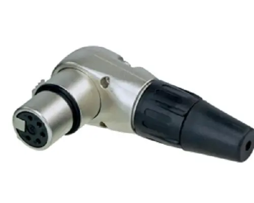 Conector XLR Hembra Ángulo de 90° de 5 pines Re- Products, Montaje de Cable | RC5FR