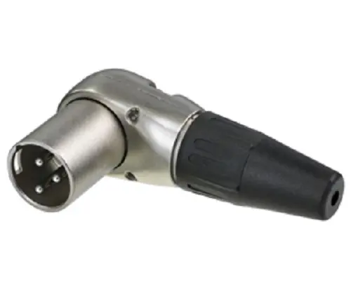 Conector XLR Macho Ángulo de 90° de 3 pines Re- Products, Montaje de Cable | RC3MR