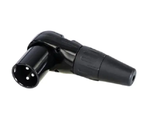 Conector XLR Macho Ángulo de 90° de 3 pines Re- Products, Montaje de Cable | RC3MR-BAG