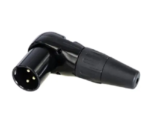 Conector XLR Macho Ángulo de 90° de 3 pines Re- Products, Montaje de Cable | RC3MR-B