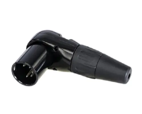 Conector XLR Macho Ángulo de 90° de 5 pines Re- Products, Montaje de Cable | RC5MR-BAG