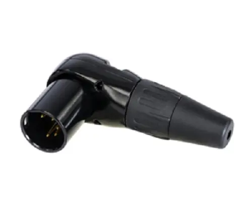 Conector XLR Macho Ángulo de 90° de 5 pines Re- Products, Montaje de Cable | RC5MR-B