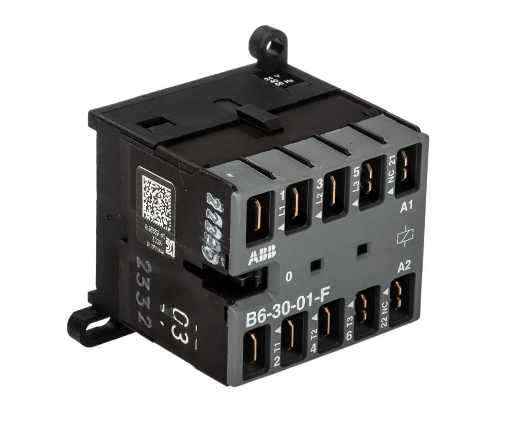 Contactor ABB B6-30-01-F-01 de 3 polos, 3 NA, 20 , bobina 24 V, 4 kW | GJL1211003R0011 B6-30-01-F-01