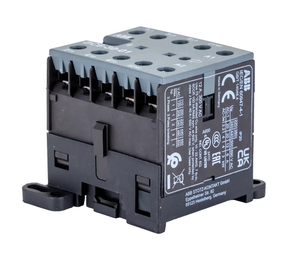 Contactor ABB BC6-30-01 de 3 polos, 3 NA, 20 , bobina 24 V, 4 kW | GJL1213001R0011 BC6-30-01 24V DC