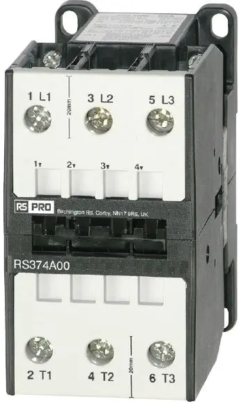 Contactor de 3 polos, 74 , bobina 24 V cc, 37 kW