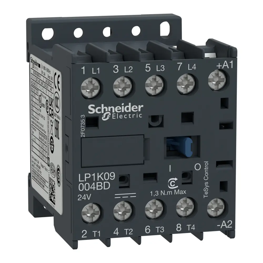 Contactor Schneider Electric TeSys K LP1K de 4 polos, 4 NA, 20 , bobina 24 Vdc | LP1K09004BD