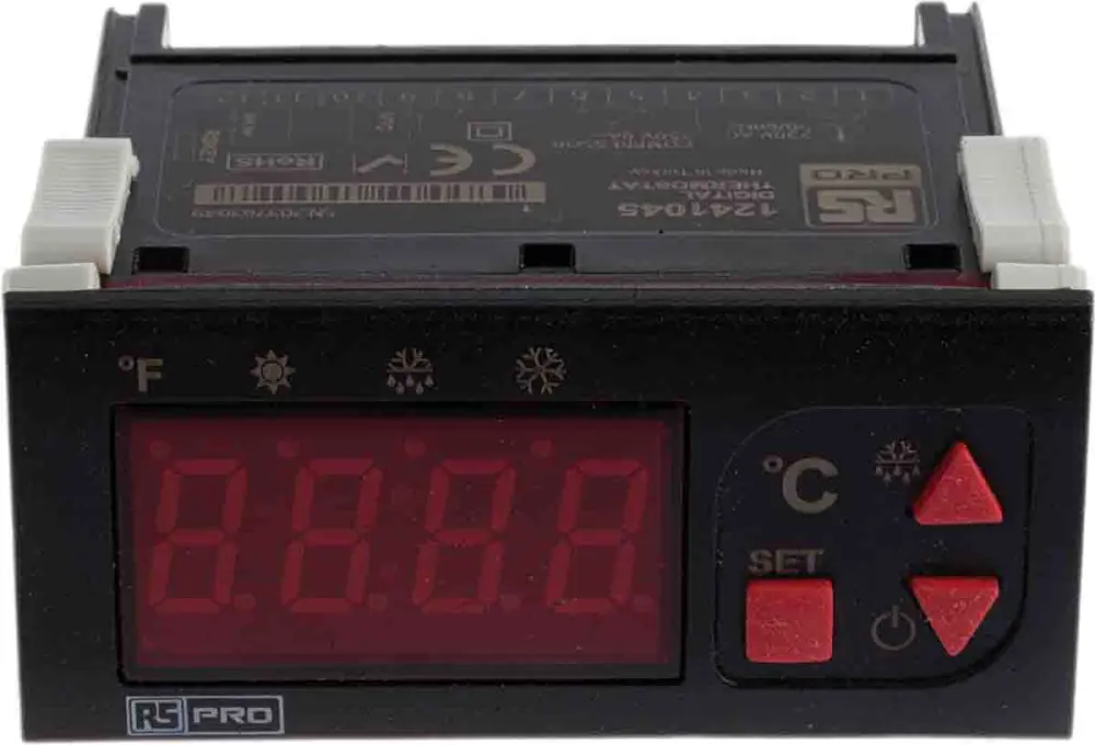 Controlador de temperatura ON/OFF, 77 x 35mm, 230 V ac, 1 entrada NTC, 1 salida Relé