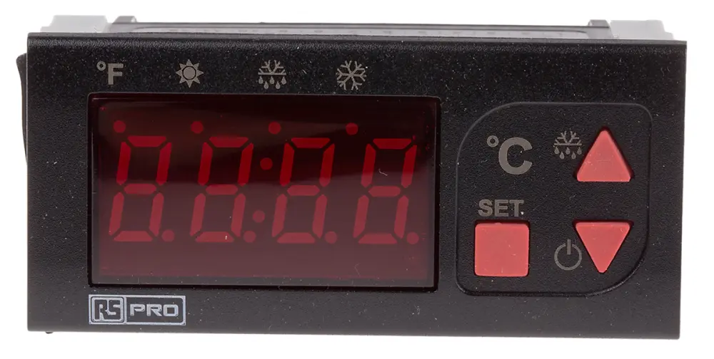 Controlador de temperatura ON/OFF, 77 x 35mm, 24 V ac / dc, 1 entrada NTC, 2 salidas Relé