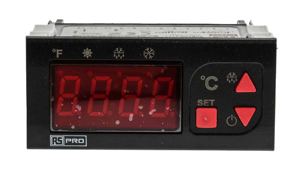Controlador de temperatura ON/OFF, 77 x 35mm, 24 V ac / dc, 1 entrada NTC, 1 salida Relé