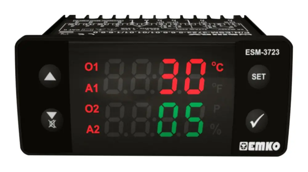Controlador de procesos Emko serie ESM, 76x34.5x71mm, 230 V ac Relé | ESM-3723.5.1.5.0.1/01.01/1.0.0.0