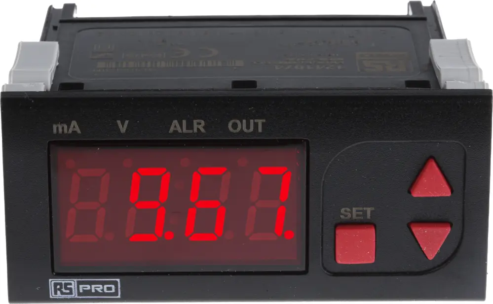 Indicador de temperatura, 77 x 35mm, 24 V ac, 4 entradas 0 1→ V, 0 →10 V, 0 →20 mA, 4