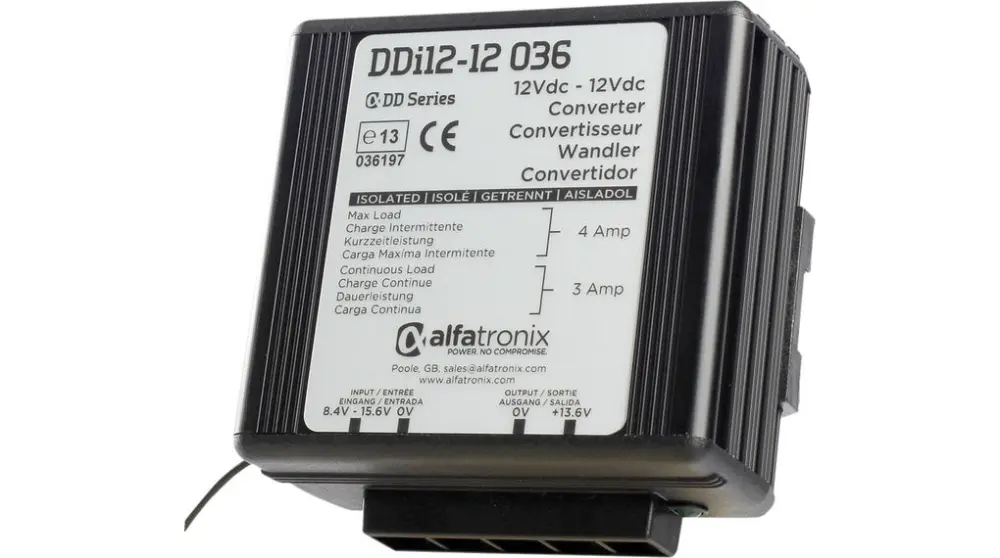 Convertidor dc-dc 36W, Salida 13.6V dc, 3A | DDI 12-12 036 Alfatronix
