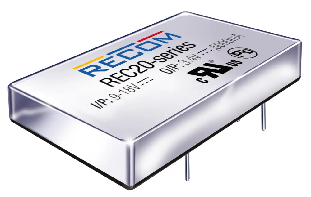 Convertidor dc-dc 20W, Salida 5V dc, 4A, ±0.5% | REC20-245.1S Recom