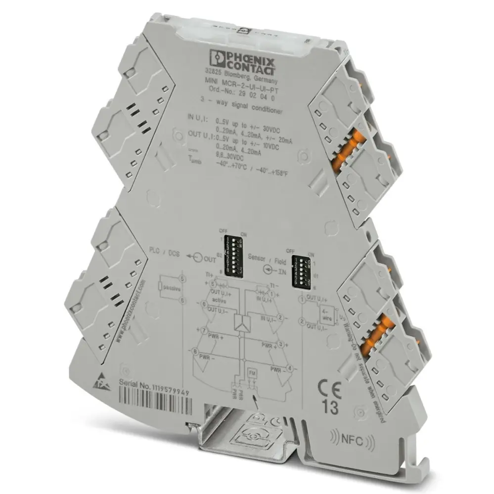 Acondicionador de señal Phoenix Contact MINI MCR, alim. 9.6 → 30V dc, . 0 → 24 mA, 0 → 33V, out. | 2902040