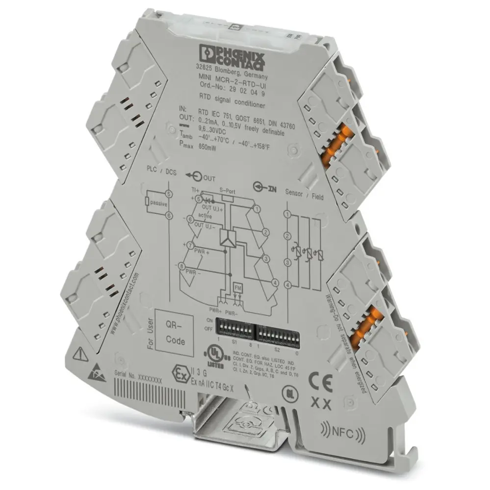 Acondicionador de señal Phoenix Contact MINI MCR, alim. 9.6 → 30V dc, . 0 → 4000 Ω, -200 → | 2902049