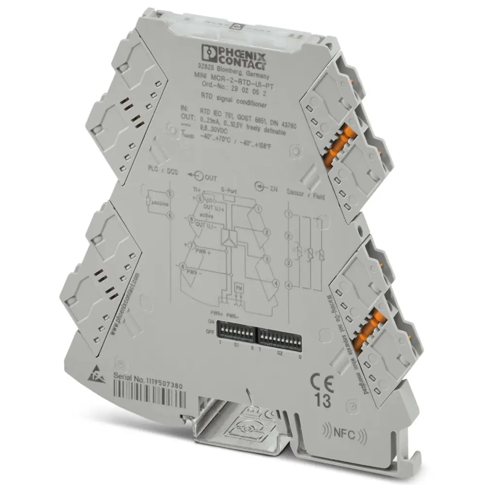 Acondicionador de señal Phoenix Contact MINI MCR, alim. 9.6 → 30V dc, . 0 → 4000 Ω, -200 → | 2902052