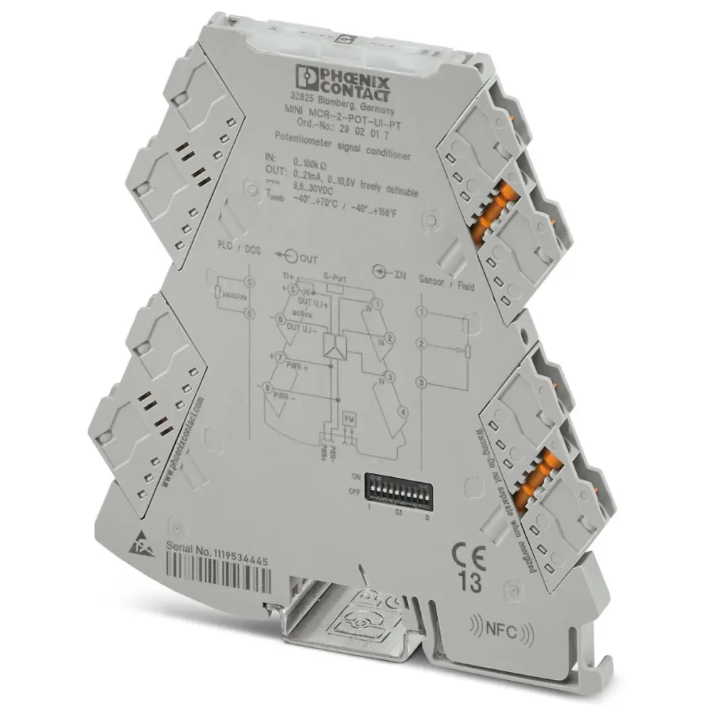 Acondicionador de señal Phoenix Contact MINI MCR, alim. 9.6 → 30V dc, . 100 Ω → 100kΩ, out. 0 → | 2902017