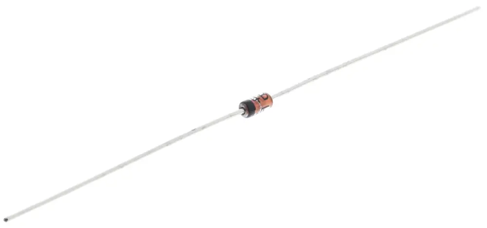 Diodo, 1N914BTR, Pequeñ señal, 300mA, 100V Conexión de silicio, 4ns, DO-35, 2-Pines 1V onsemi