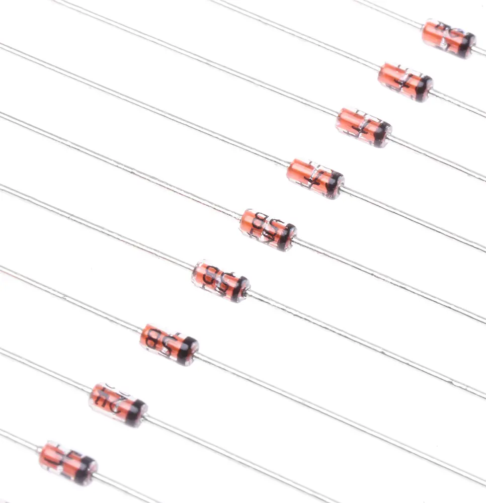 onsemi 1.91 (Dia.) x 4.56mm Simple NULL +200 °C 500 mW 100nA 16Ω -65 °C Montaje en orificio pasante 15V 1 DO-35 2 Diodo...