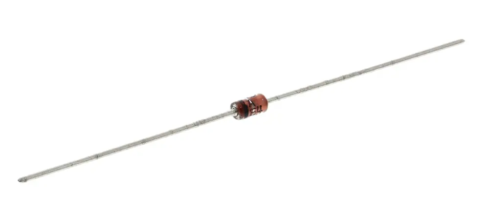 onsemi 2.72 (Dia.) x 5.2mm Simple 1N4745ATR +200 °C 1 W 5μ 16Ω -65 °C Montaje en orificio pasante 16V 1 DO-41 2 Diodo