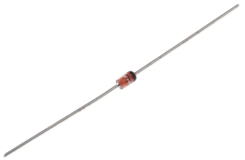 onsemi 2.72 (Dia.) x 5.2mm Simple 1N4749ATR +200 °C 1 W 5μ 25Ω -65 °C Montaje en orificio pasante 24V 1 DO-41 2 Diodo