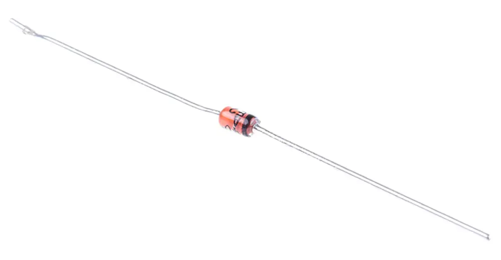 onsemi 2.72 (Dia.) x 5.2mm Simple NULL +200 °C 1 W 10μ 7Ω -65 °C Montaje en orificio pasante 10V 1 DO-41 2 Diodo zener...