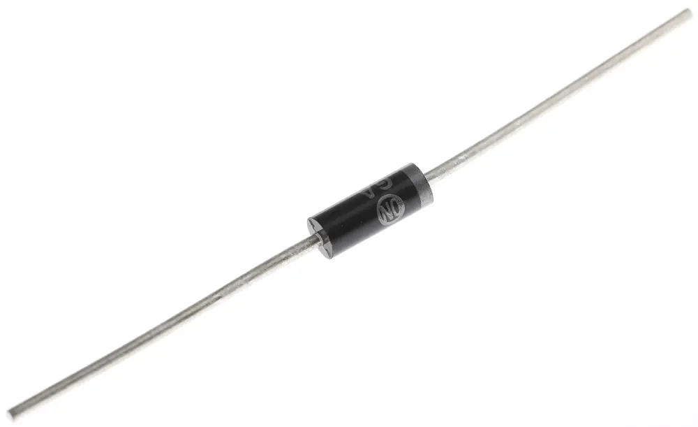 onsemi 3.68 (Dia.) x 8.89mm Simple 1A 1.2V 1N5362BG +200 °C 5 W 500nA 130Ω -65 °C Montaje en orificio pasante 28V 1