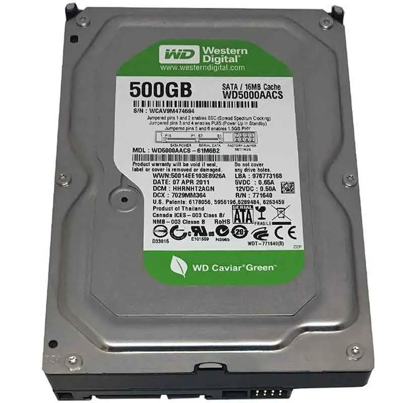 Disco Duro Interno Western Lcd GreenPower de 500GB SATA 3.5"