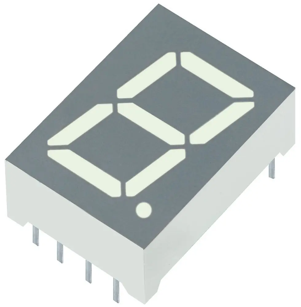 Display LED 7 segmentos Kingbright SA52 de 1 caract., Rojo, Vf= 2 V, ánodo común, mont. pasante | SA52-11SURKWA