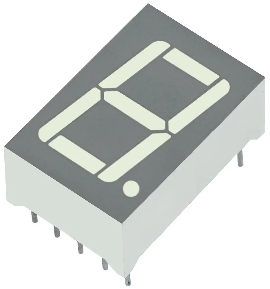 Display LED 7 segmentos Kingbright SA56 de 1 caract., Rojo, Vf= 2 V, ánodo común, mont. pasante | SA56-11SURKWA